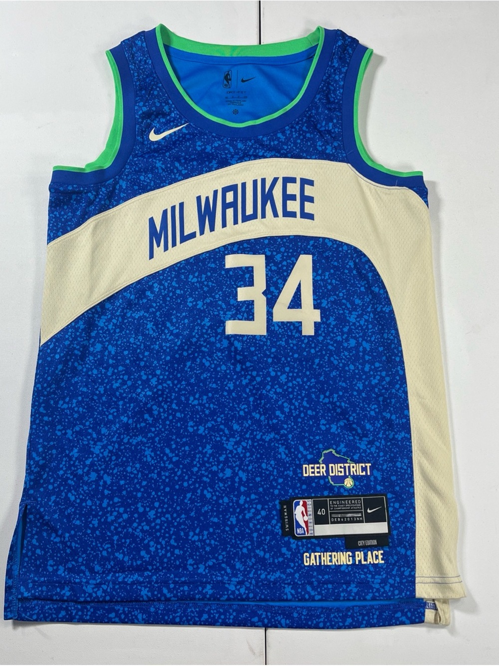Giannis Antetokounmpo Nike Authentic Jersey Milwaukee Bucks City Edition Size 40
